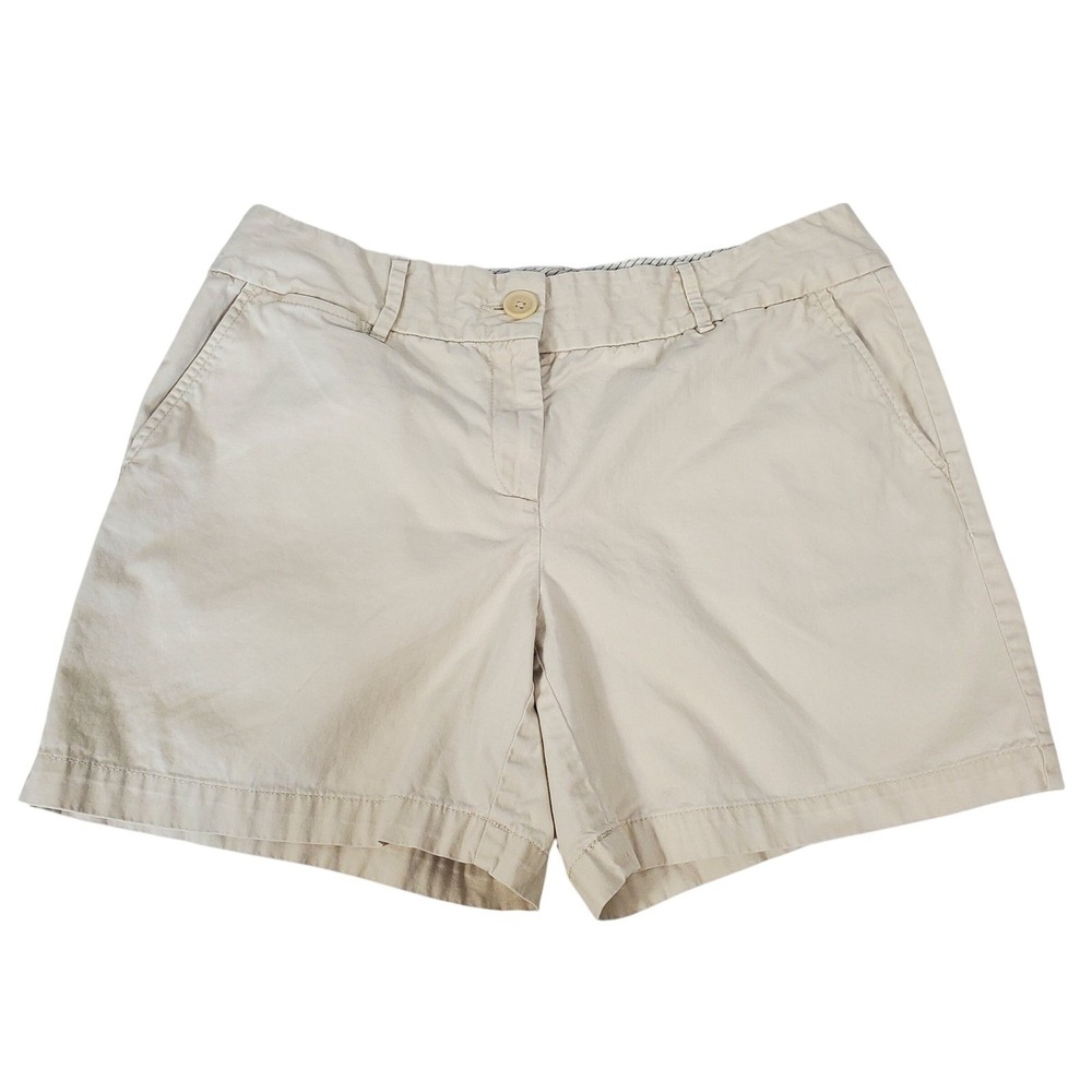 Ann Taylor LOFT Womens Khaki Chino Shorts Beige 100% Cotton Size 8 Regular Fit